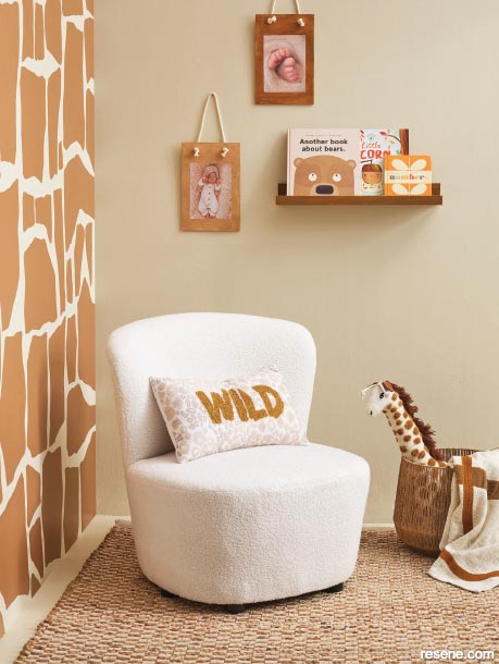 Savannah themed nursery - painted giraffe pattern on walls