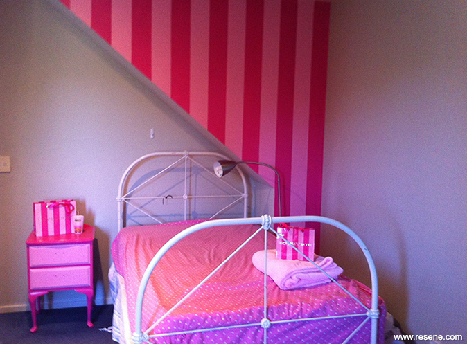 Striped feature wall in custom made colours