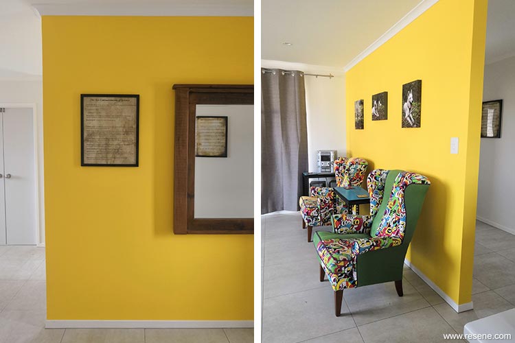 Yellow feature wall