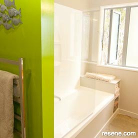 Green and white bathroom