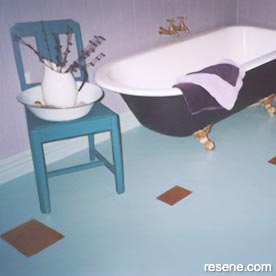 Blue and purple bathroom
