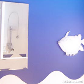 A blue marine themed bathroom