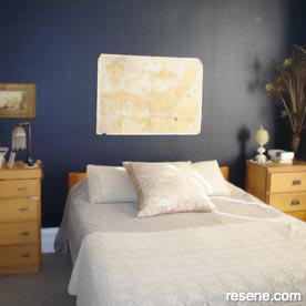Dark blue master bedroom