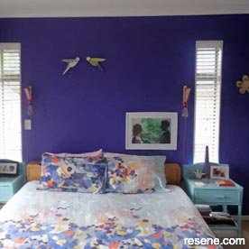 Violet and white bedroom