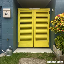 Bright yellow entranceway