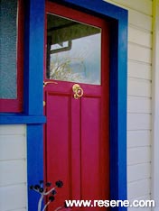 Red and blue front door