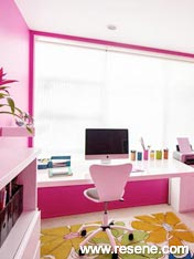 Pink home office