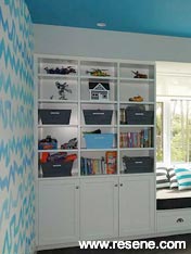 Blue and white playroom