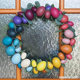 Easter egg rainbow wreath