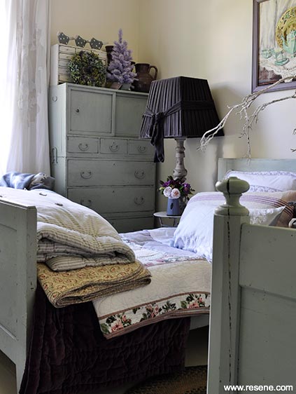 Bedroom showing love of fabrics