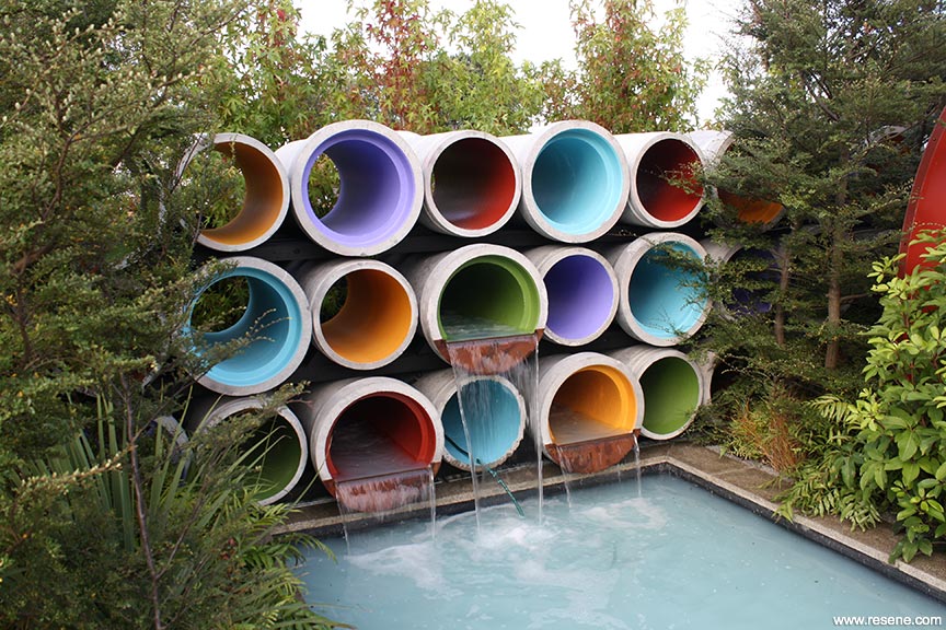 Concrete pipes - water fountain
