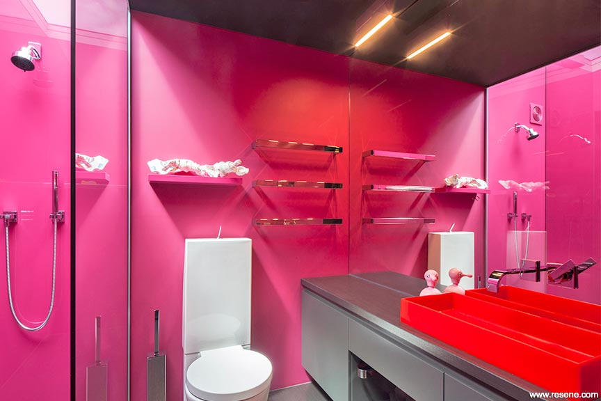 Bright pink bathroom