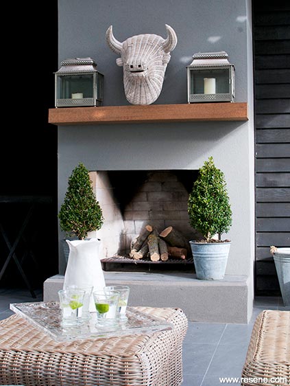 European aesthetic - outdoor fireplace