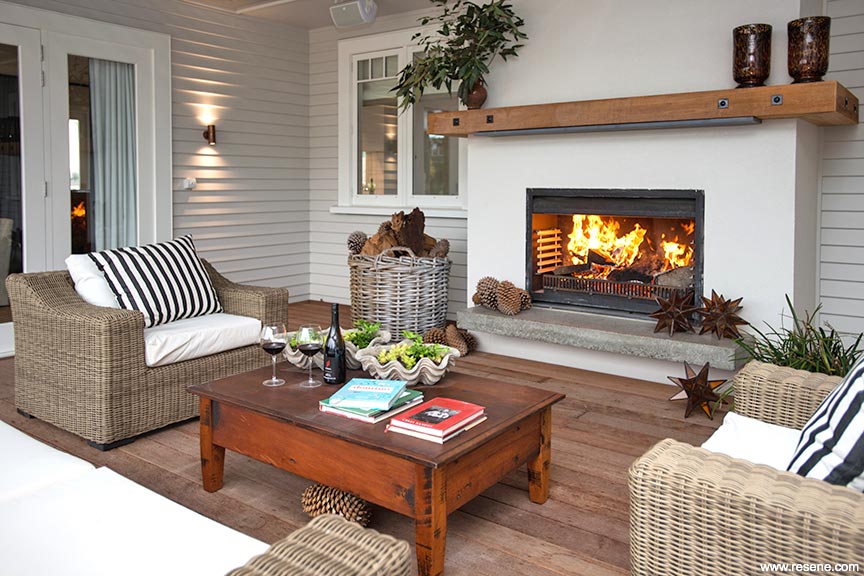 Luxury outdoor fireplace
