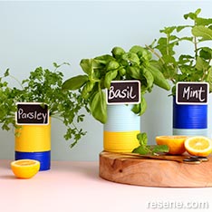 Make cans into handy herb holders