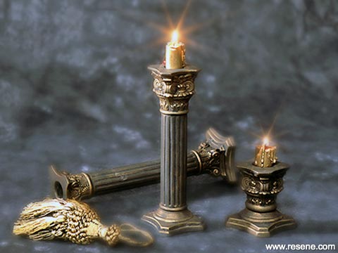 Candlesticks with a gilt paint finish