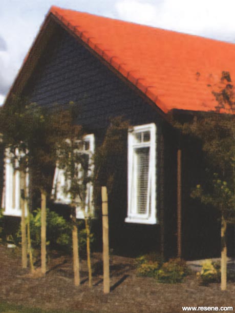 A black and orange home exterior