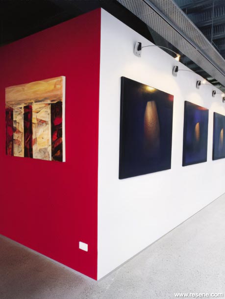 A red and white art gallery
