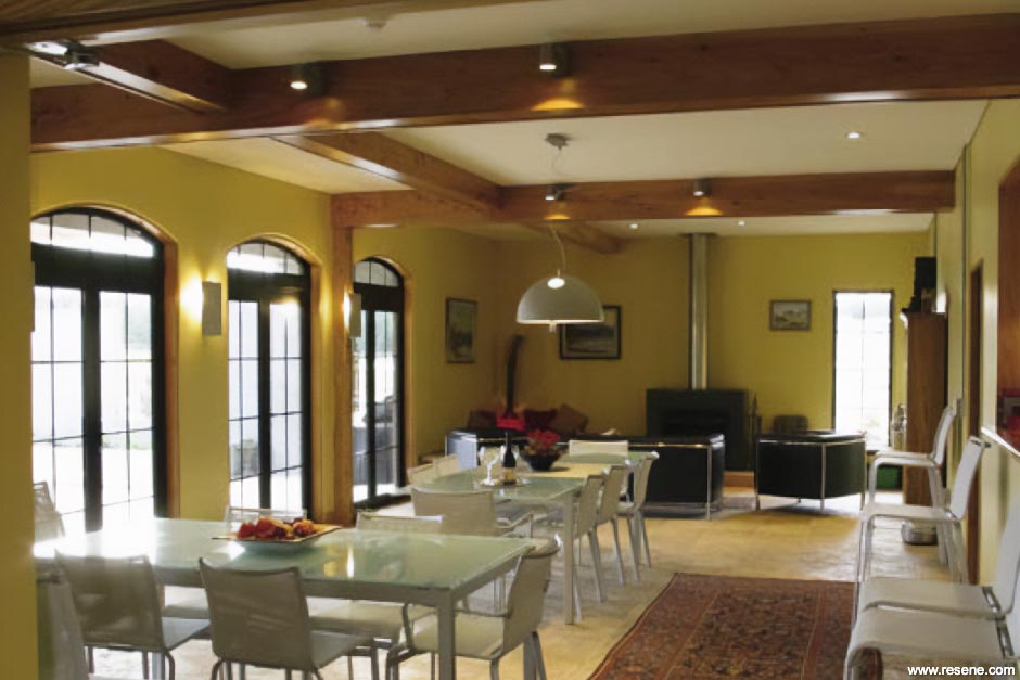 A soft ochre cream dining room