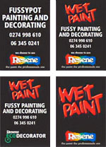 Wet Paint signs with and without your business details