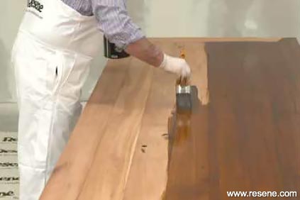 Applying Resene Colorwood interior wood stain - step 2