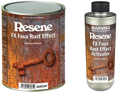 Resene FX Faux Rust Effect and Resene FX Faux Rust Effect Activator