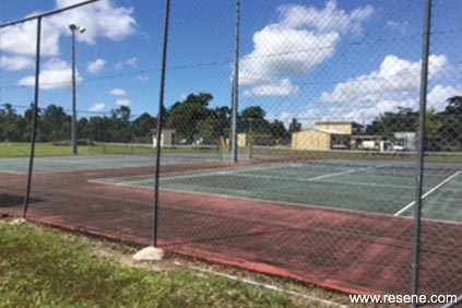 Terracotta and green tennis court