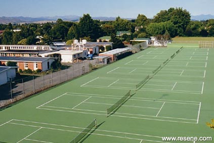 All green tennis court