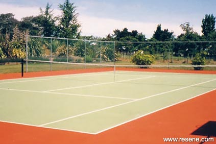 Terracotta and green tennis court