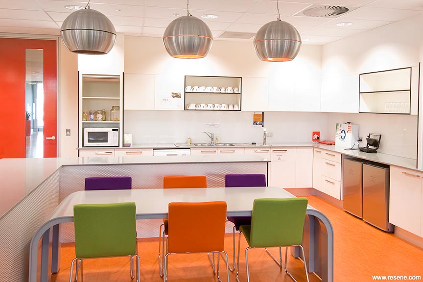 Colourful office kitchen