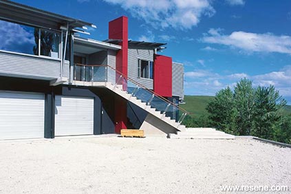 Red and grey home exterior