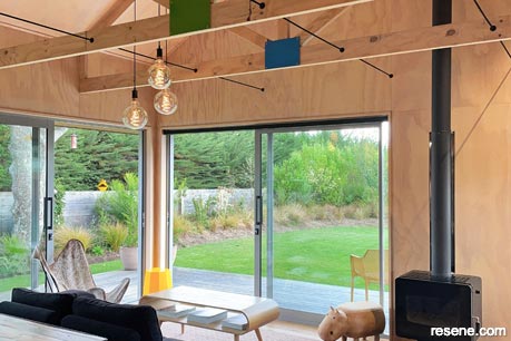 Sandhill House - lounge, beams with colour