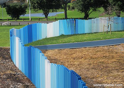 Blue painted fence