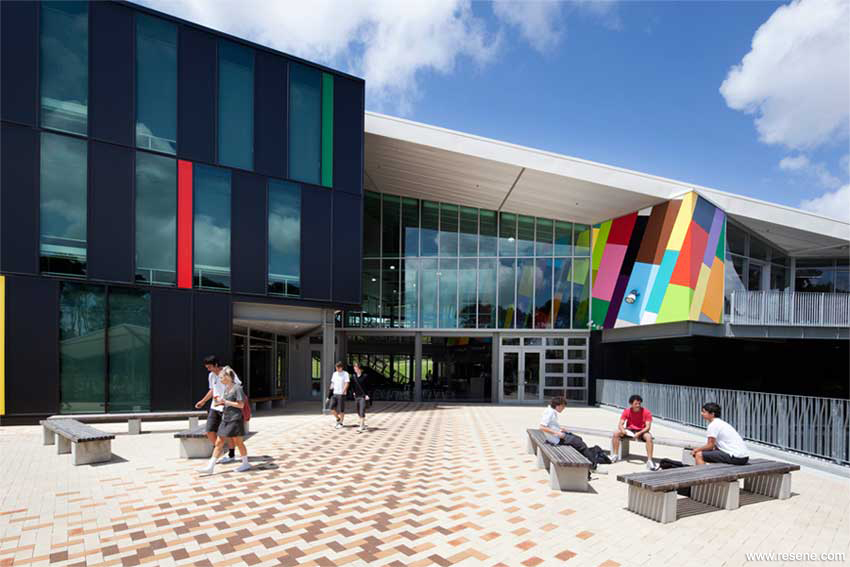 The striking colours of Albany Senior High School in Auckland by Jasmax has been awarded top honours in the Resene Total Colour Awards.