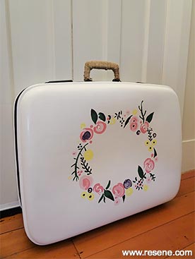 Finished painted suitcase