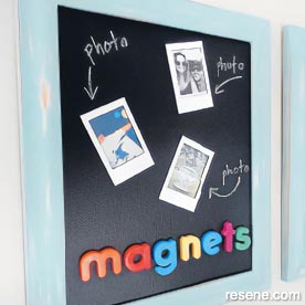 A stylish magnetic and chalk noticeboard for kitchen or home office