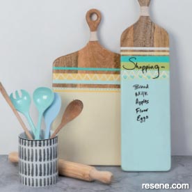 Paint chopping boards to store your shopping lists