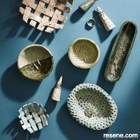 Creative clay trinkets in shades of green
