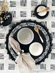 Black and white table setting