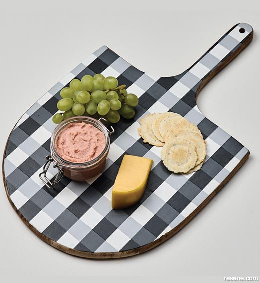 Paint a checker style cheese board for mothers day
