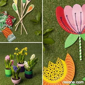 Spring projects - flowers, vege markers, painted pots